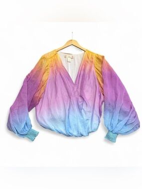 Flying Tomato Blouse Womens Plus Rainbow Ombre Balloon Sleeve Dopamine Clowncore